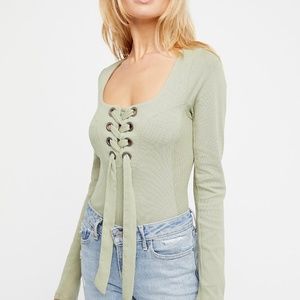 Free People Looking Back Top in Sage